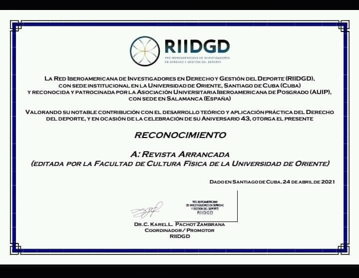 Entrega la RIIDGD reconocimiento a la Revista Arrancada (Cuba)